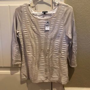 Express sweater cream distressed large